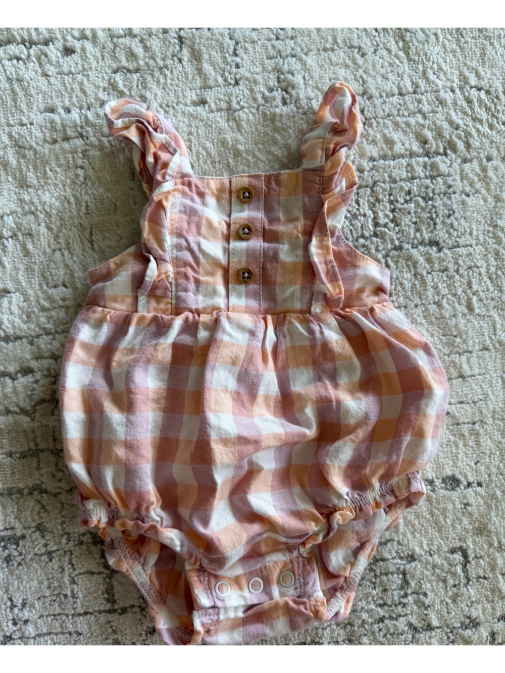 Carter's Pink and Cream Gingham Diaper Cover Romper